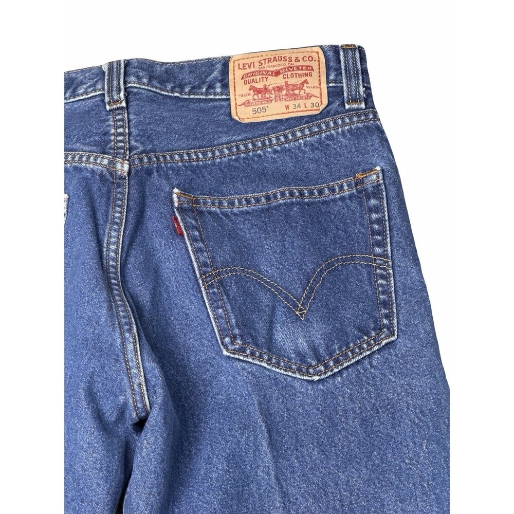 Levi’s 505 Regular Fit Straight Leg Blue Denim Jeans Men’s 34x30 Year 2009 Levis - Picture 8 of 15